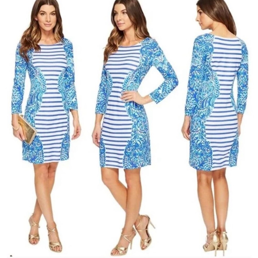Lilly Pulitzer Sz XS Nila Blue Moon Jellies Shift Mini Dress Preppy Paisley